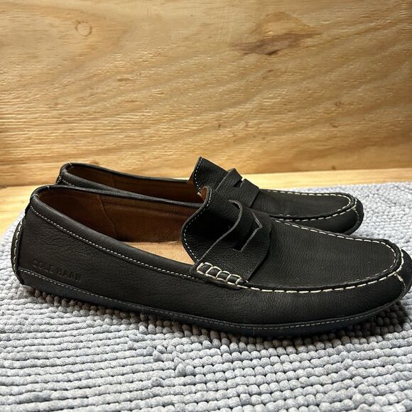 COLE HAAN WYATT Men 11.5M Black Suede Leather Penny Driver Bracken Loafers main image 7